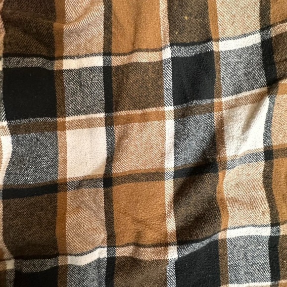 Women’s Black and Brown Plaid Flannel Hoodie shacket size Large - Picture 5 of 6